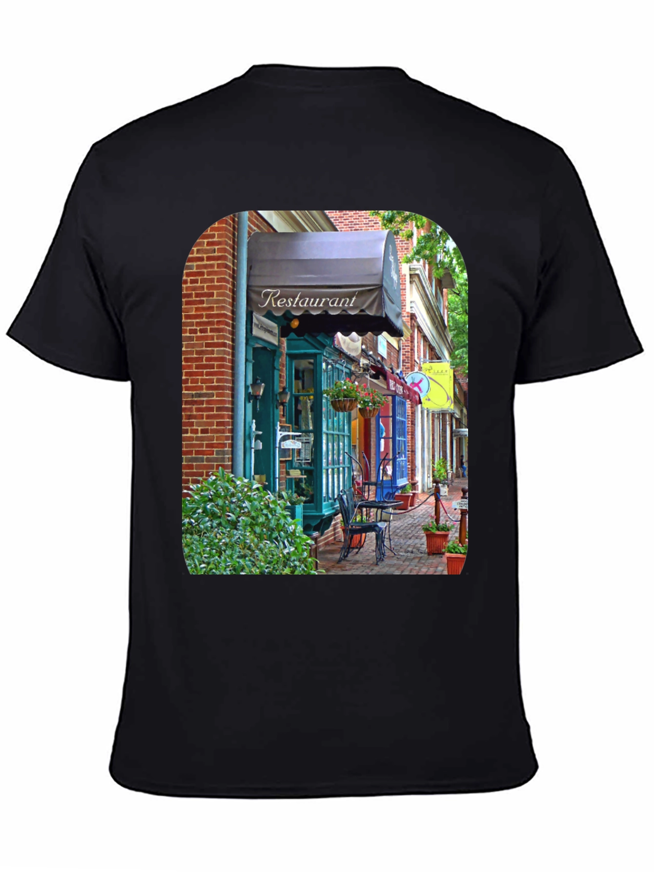 Restaurant Street Scene T-Shirt - Unique Design