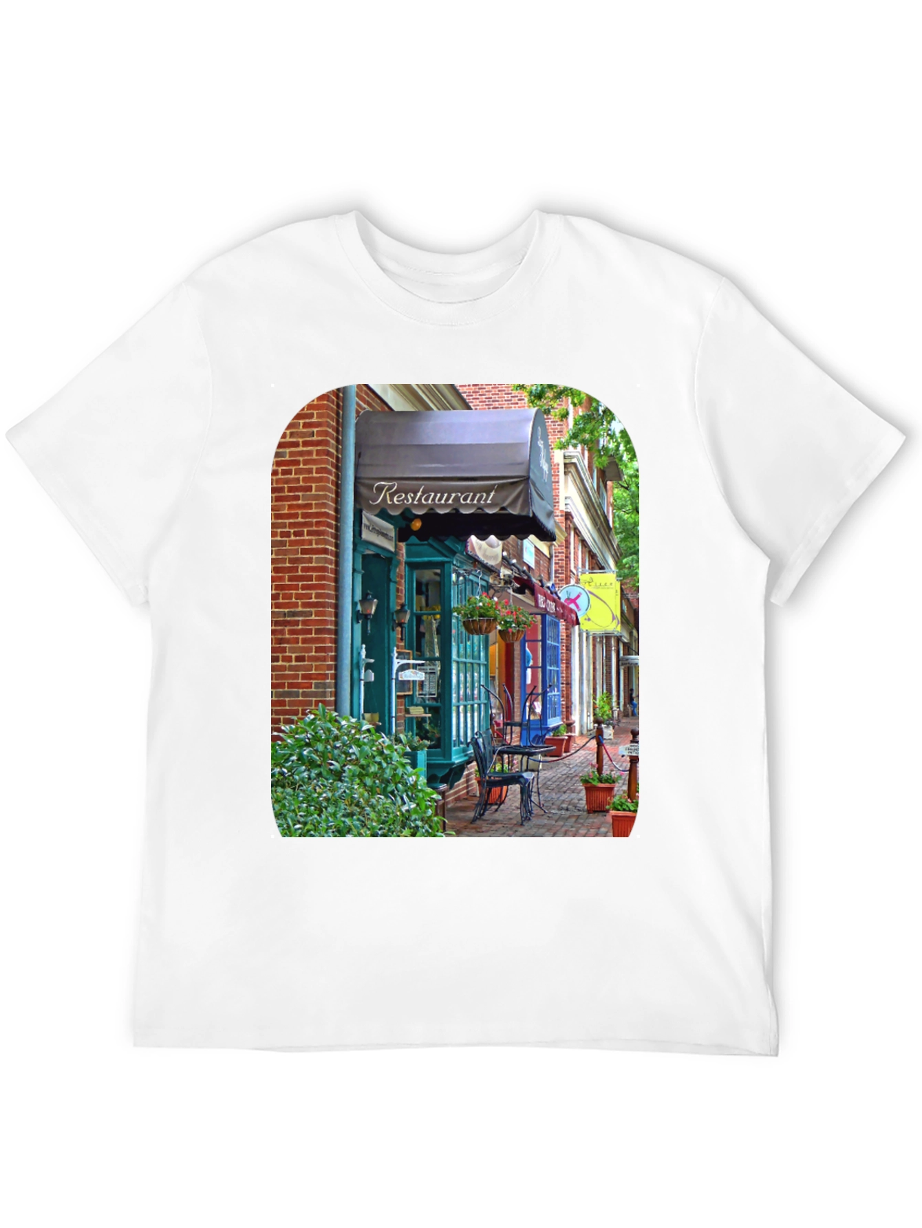 Restaurant Street Scene T-Shirt - Unique Design