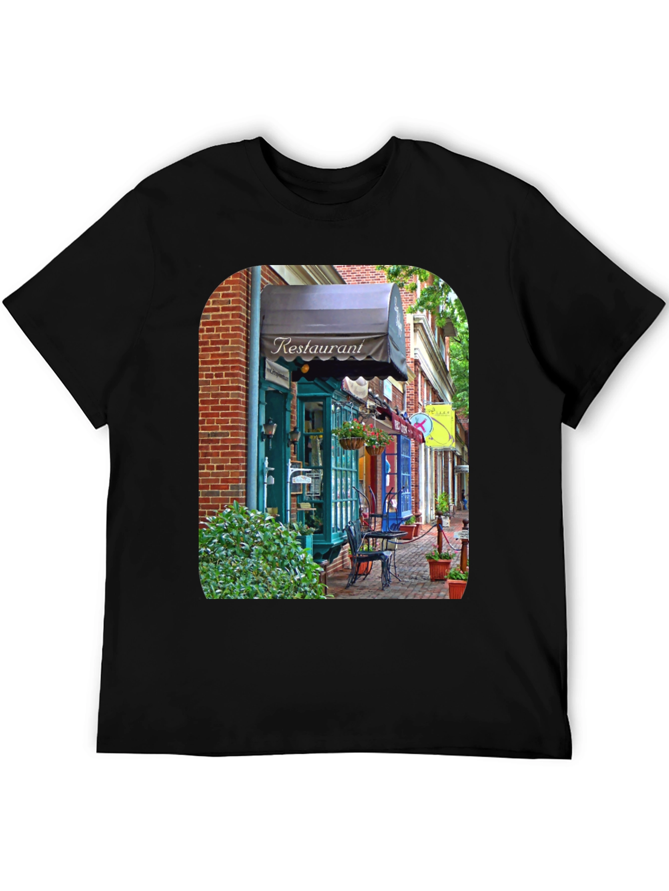 Restaurant Street Scene T-Shirt - Unique Design
