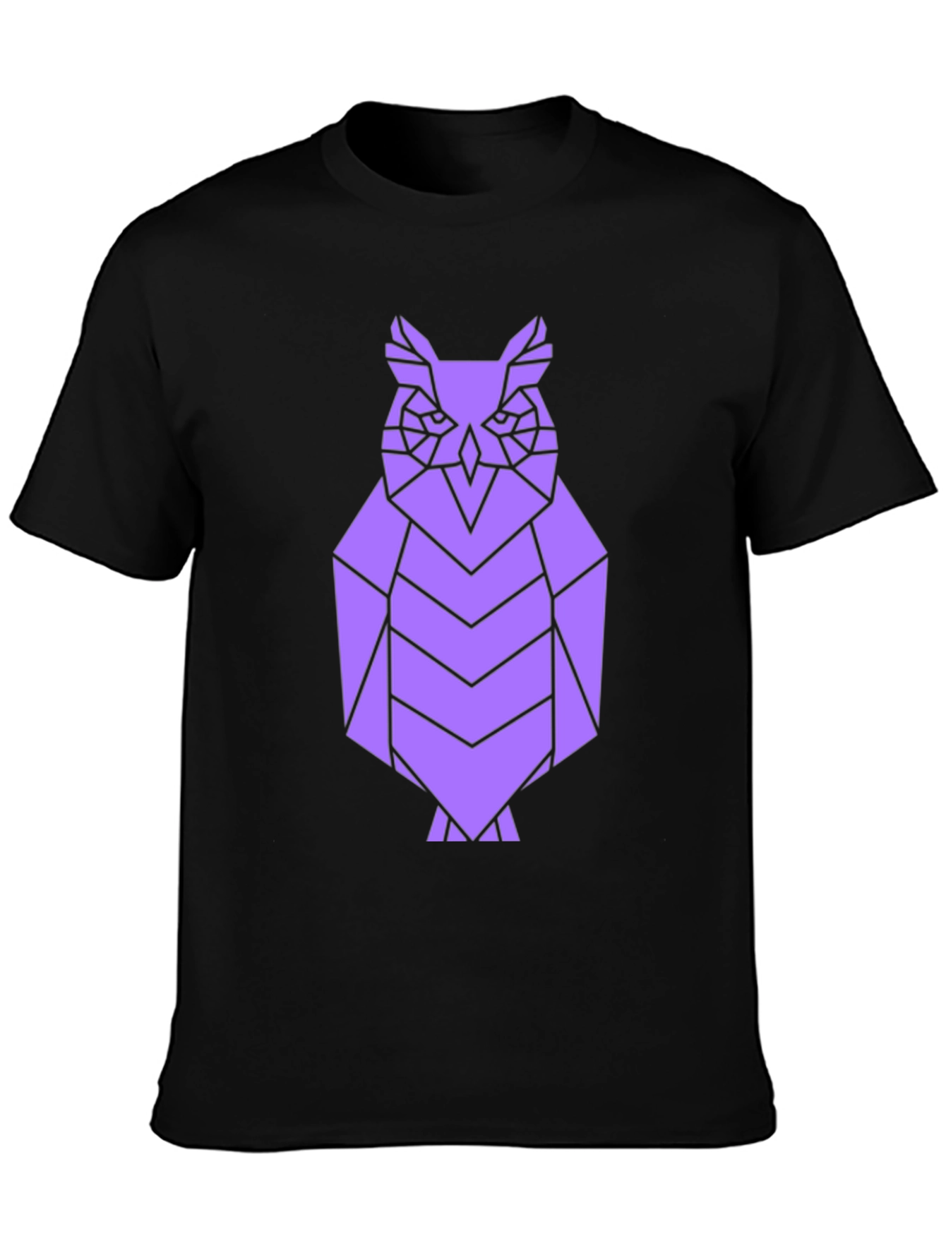 Geometric Owl Tee - Black Cotton Graphic T-Shirt