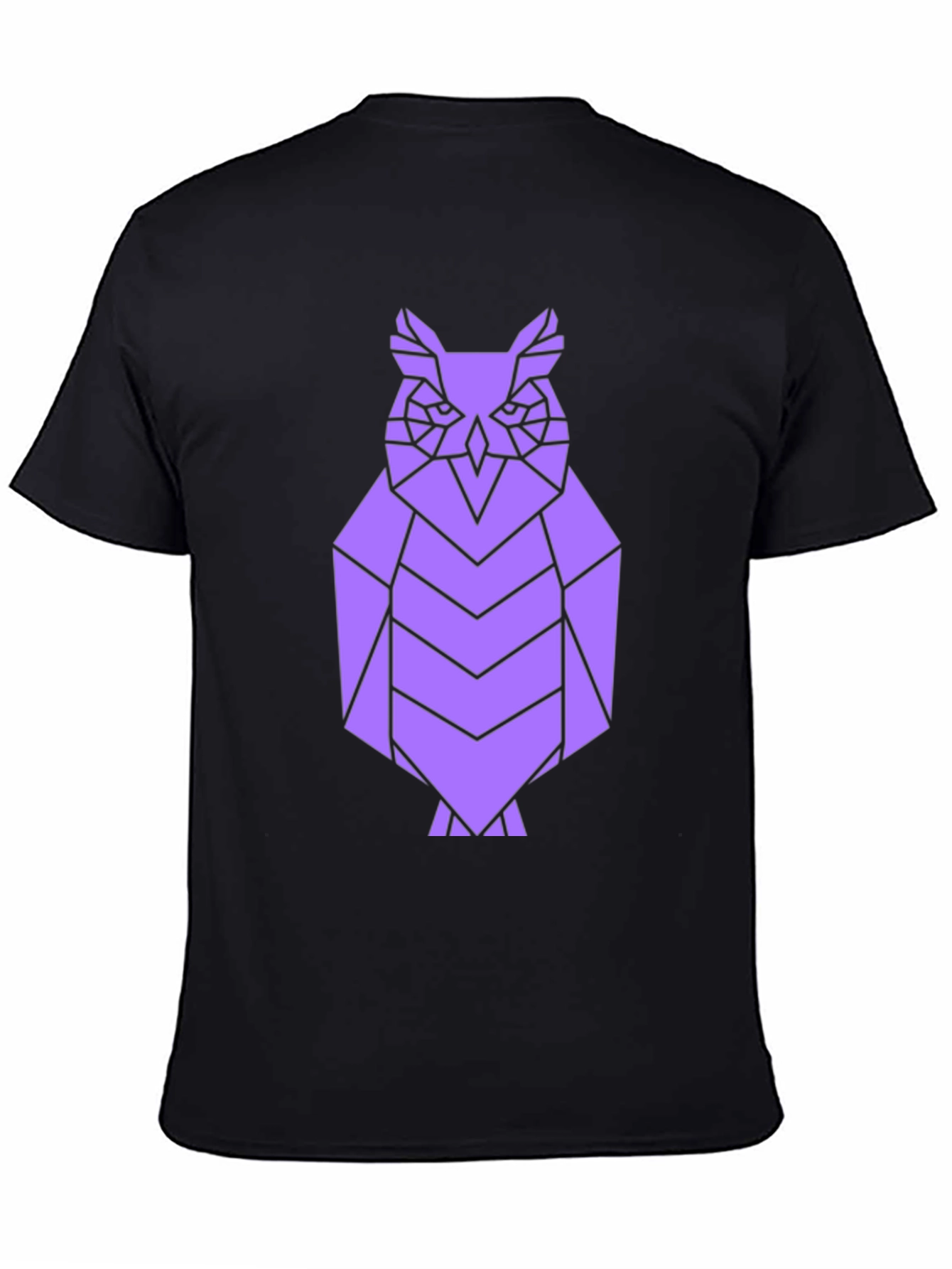 Geometric Owl Tee - Black Cotton Graphic T-Shirt