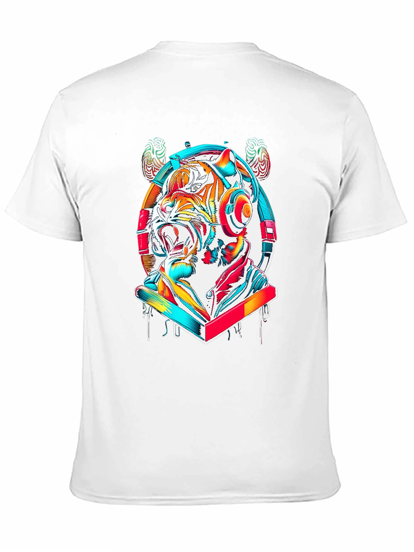 Vibrant Tiger DJ Graphic Tee - Stylish Cotton Blend