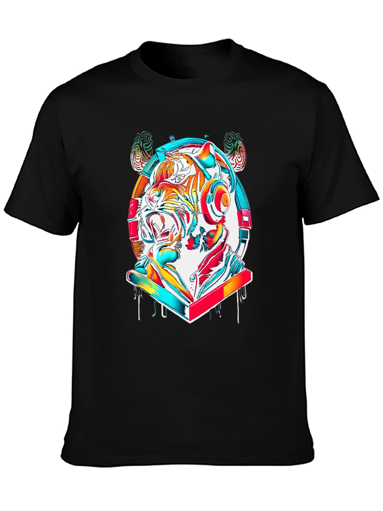 Vibrant Tiger DJ Graphic Tee - Stylish Cotton Blend