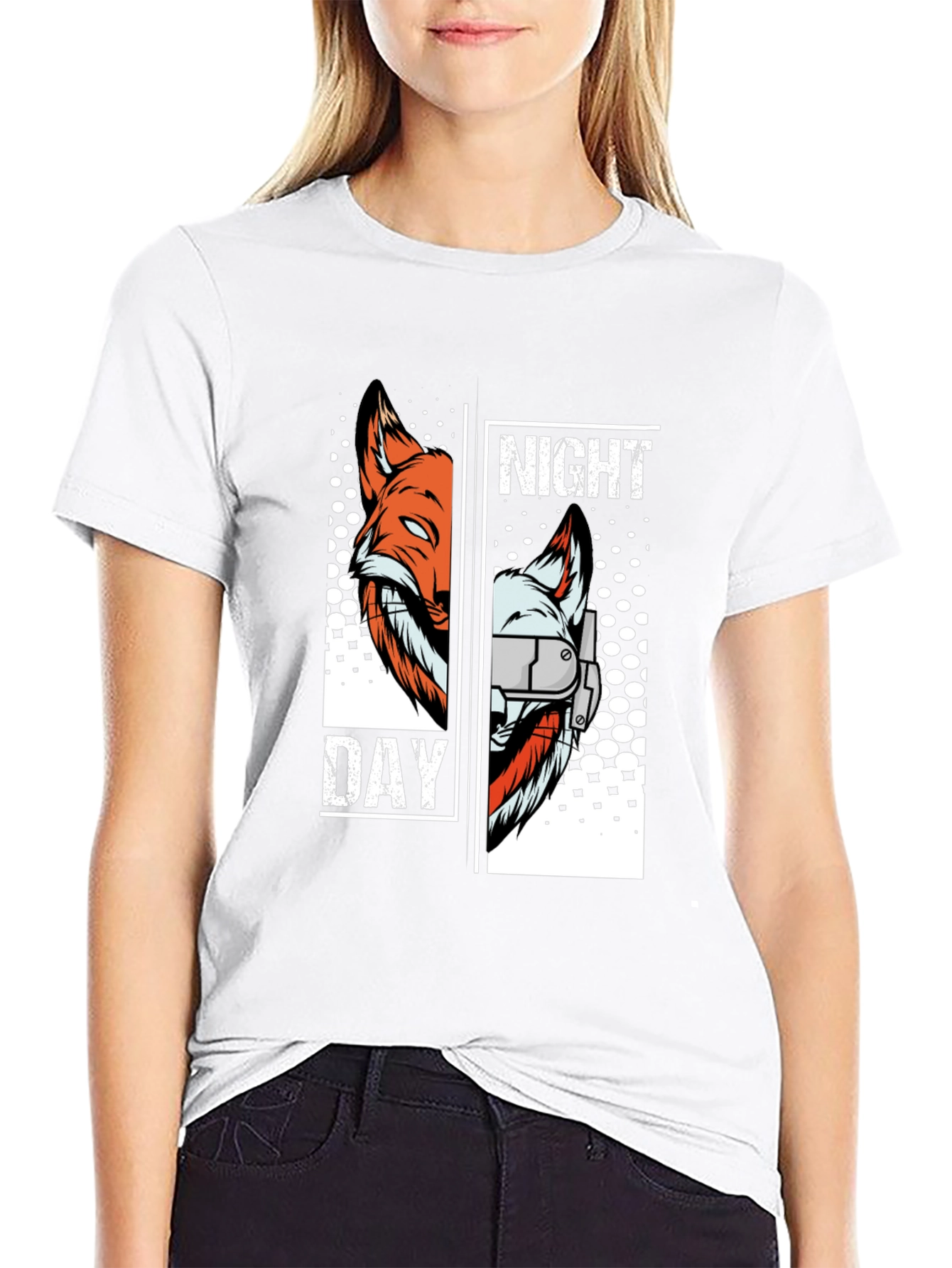 Night & Day Fox Graphic T-Shirt - Unique Design