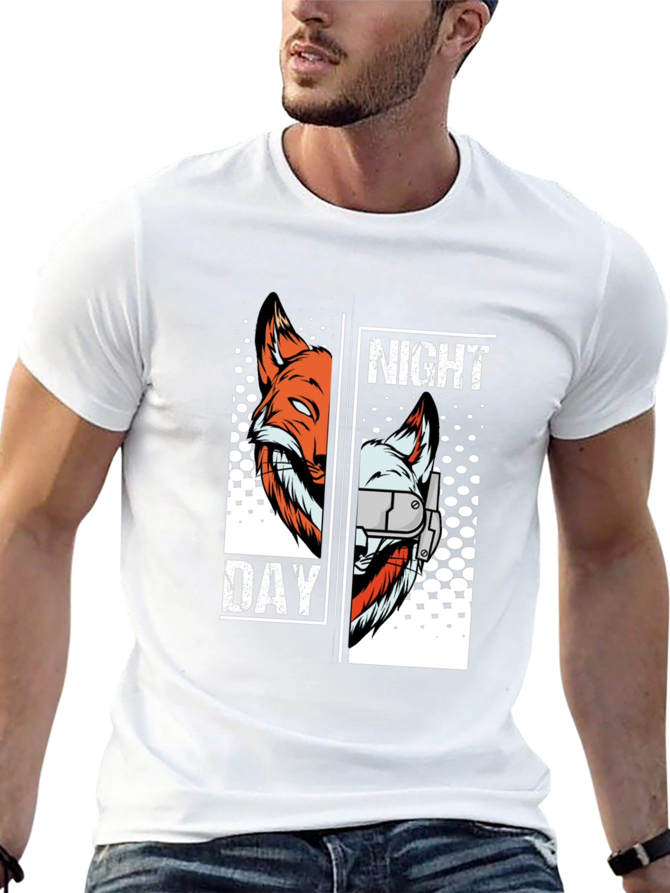Night & Day Fox Graphic T-Shirt - Unique Design