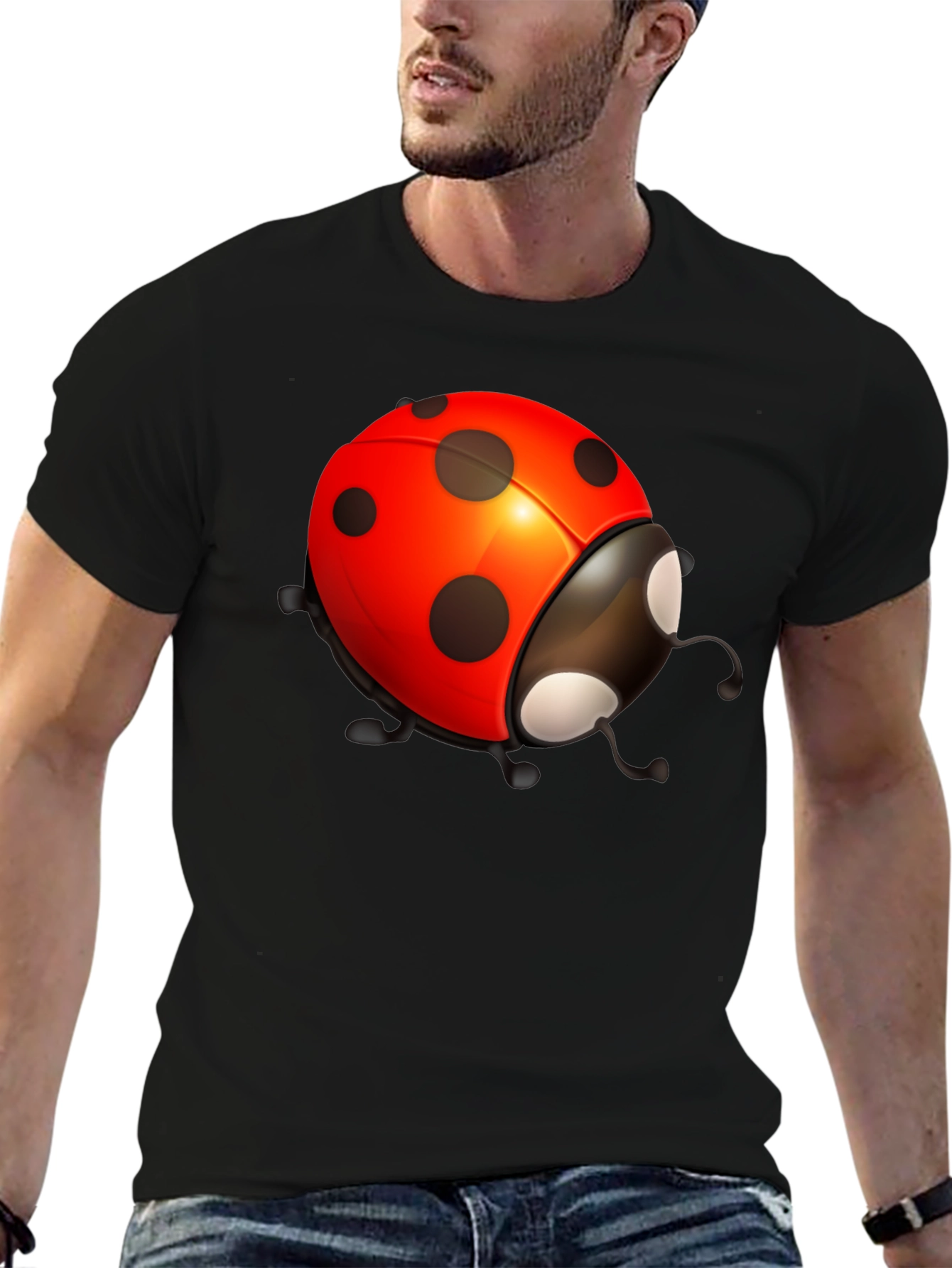Ladybug Graphic Black T-Shirt - Stylish Bug Tee