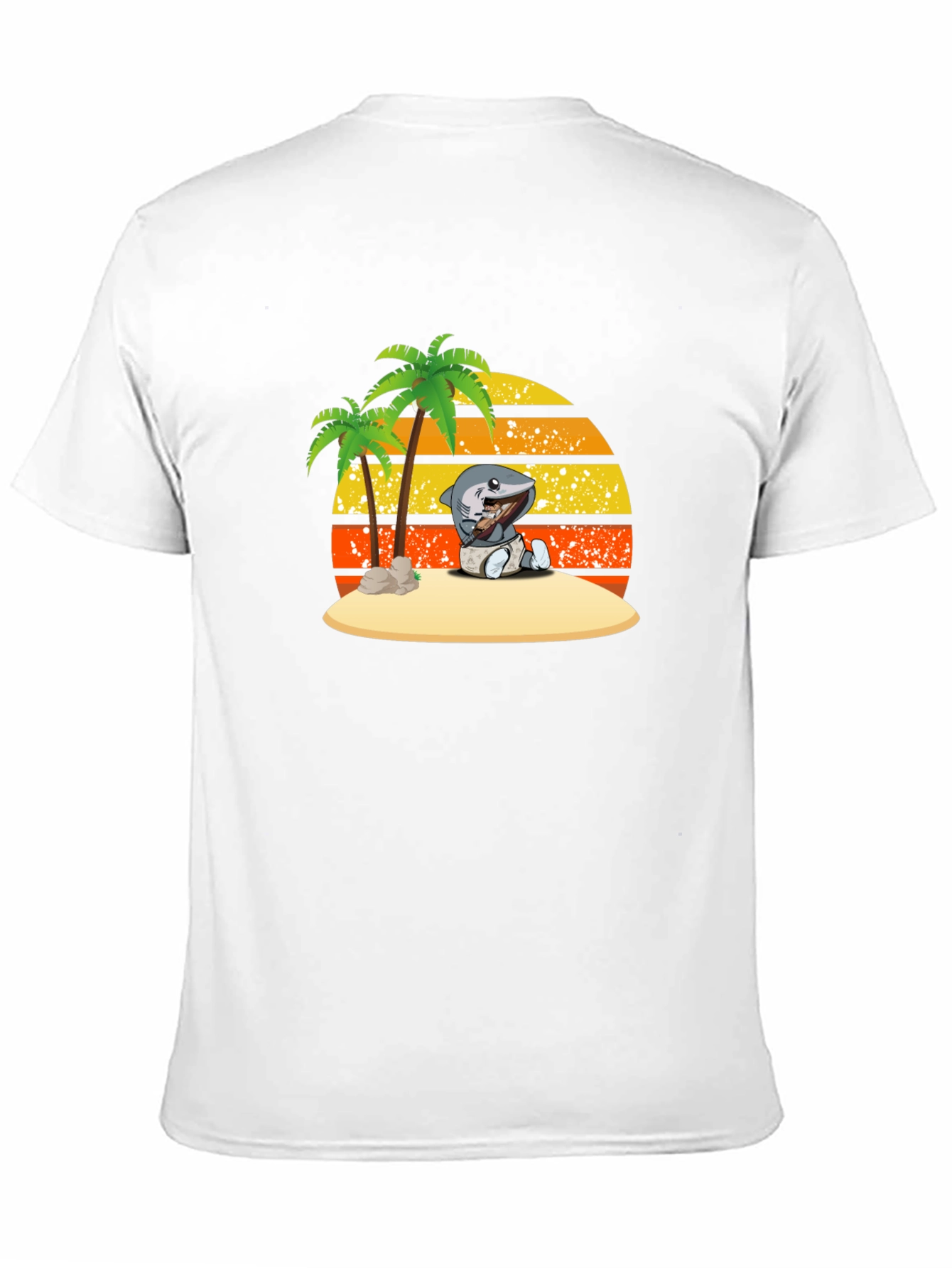 Shark Baby On Island Black T-Shirt