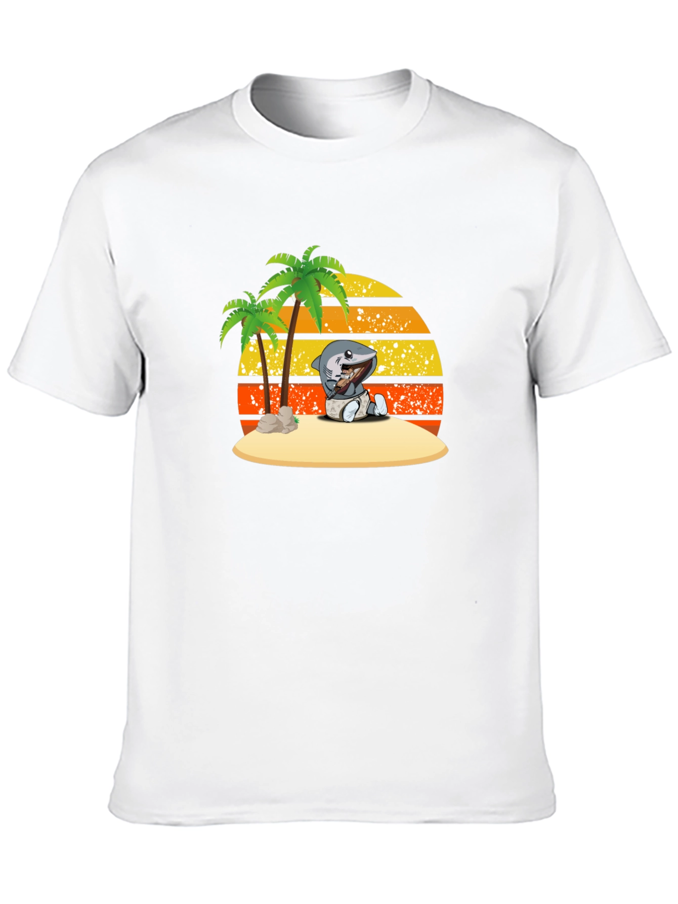 Shark Baby On Island Black T-Shirt