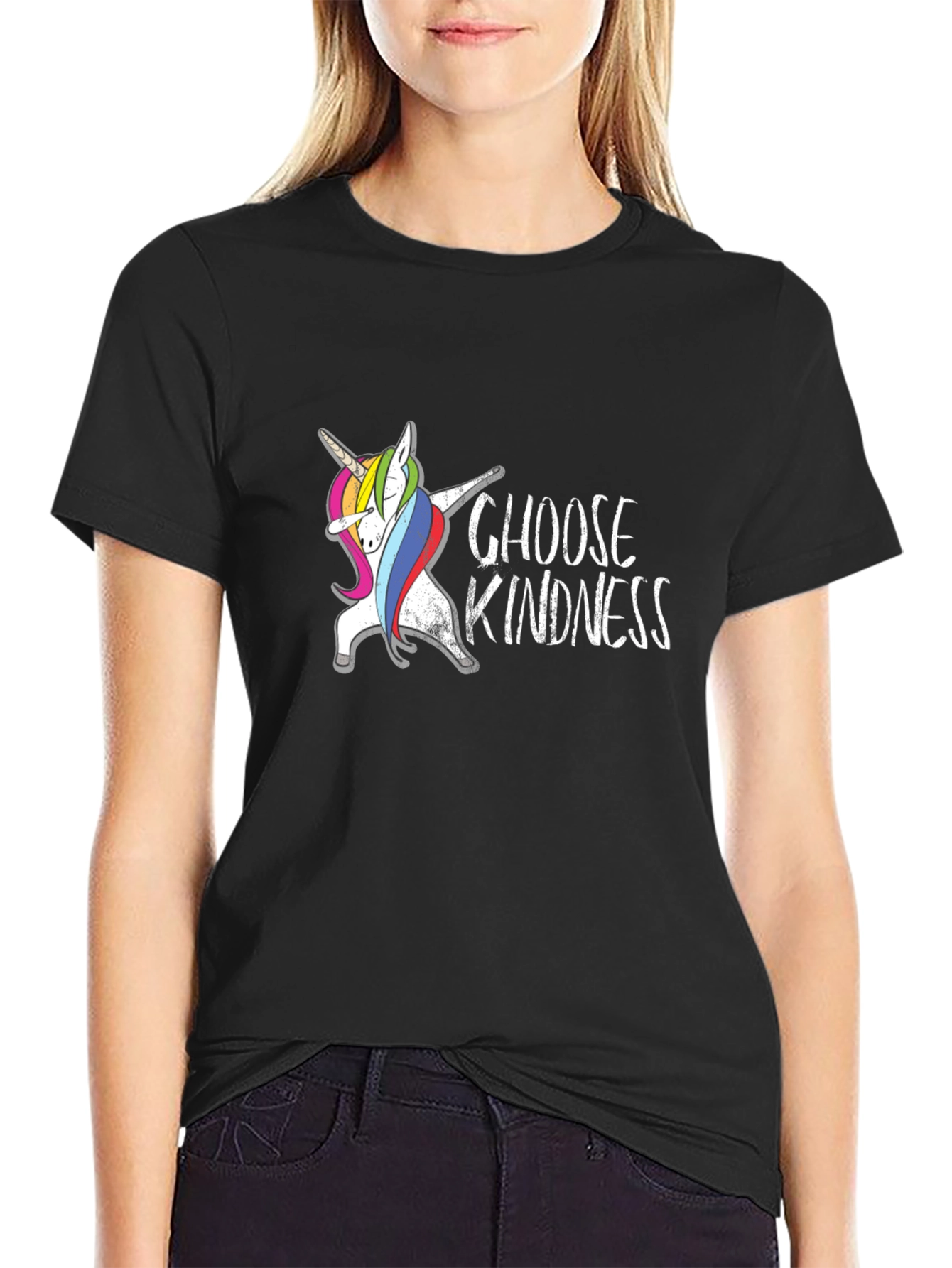 Choose Kindness Unicorn Dabbing Black T-Shirt
