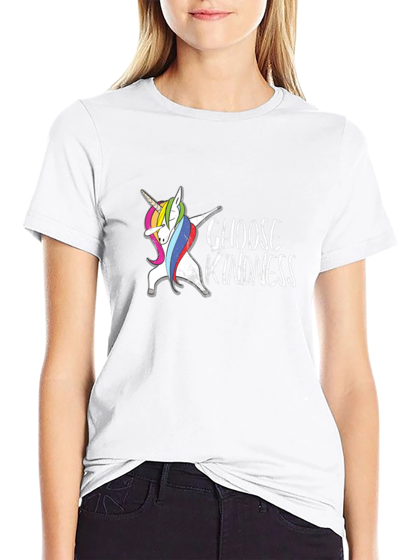 Choose Kindness Unicorn Dabbing Black T-Shirt