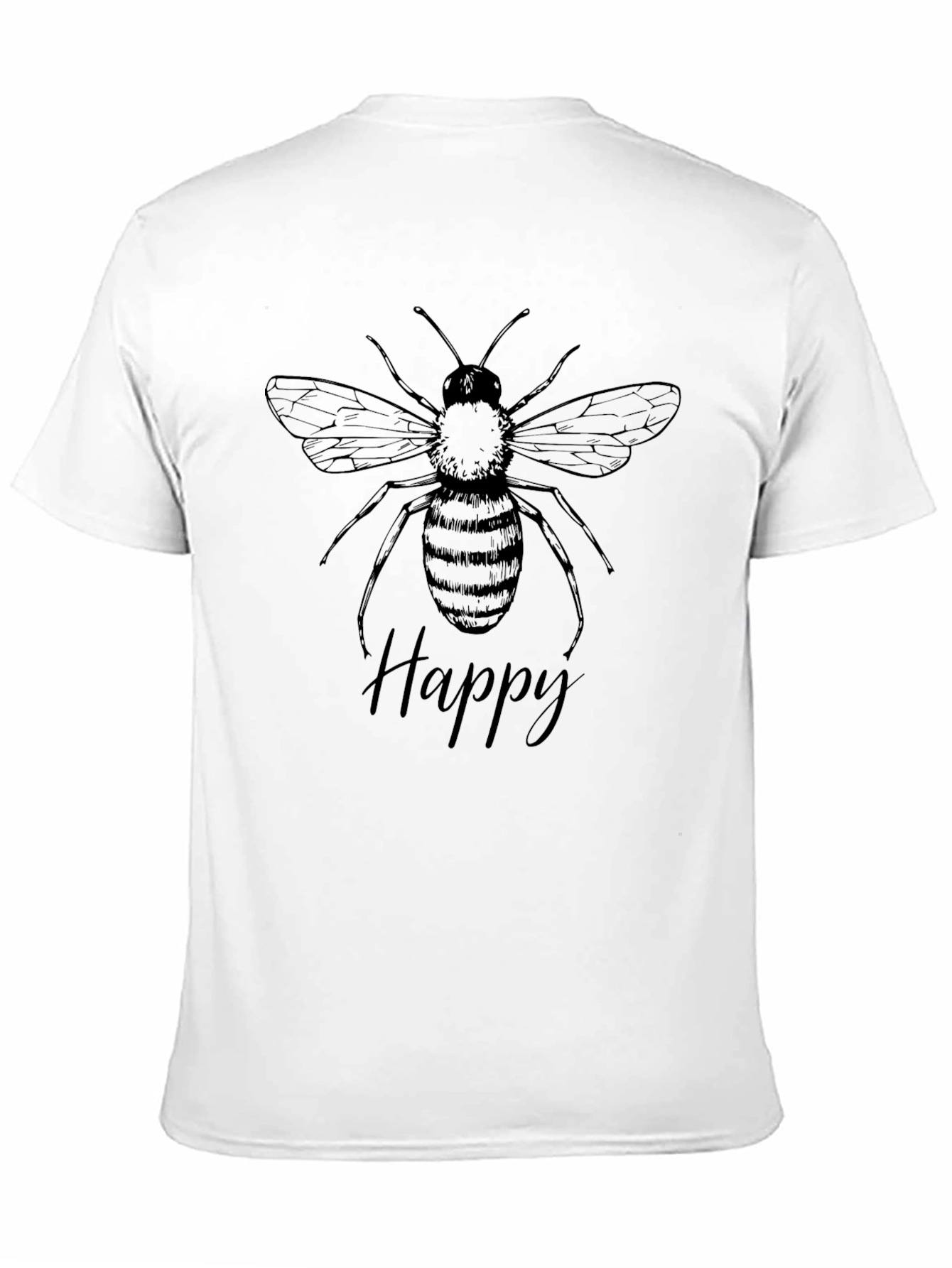 Happy Bee Graphic Tee - Black Cotton T-Shirt