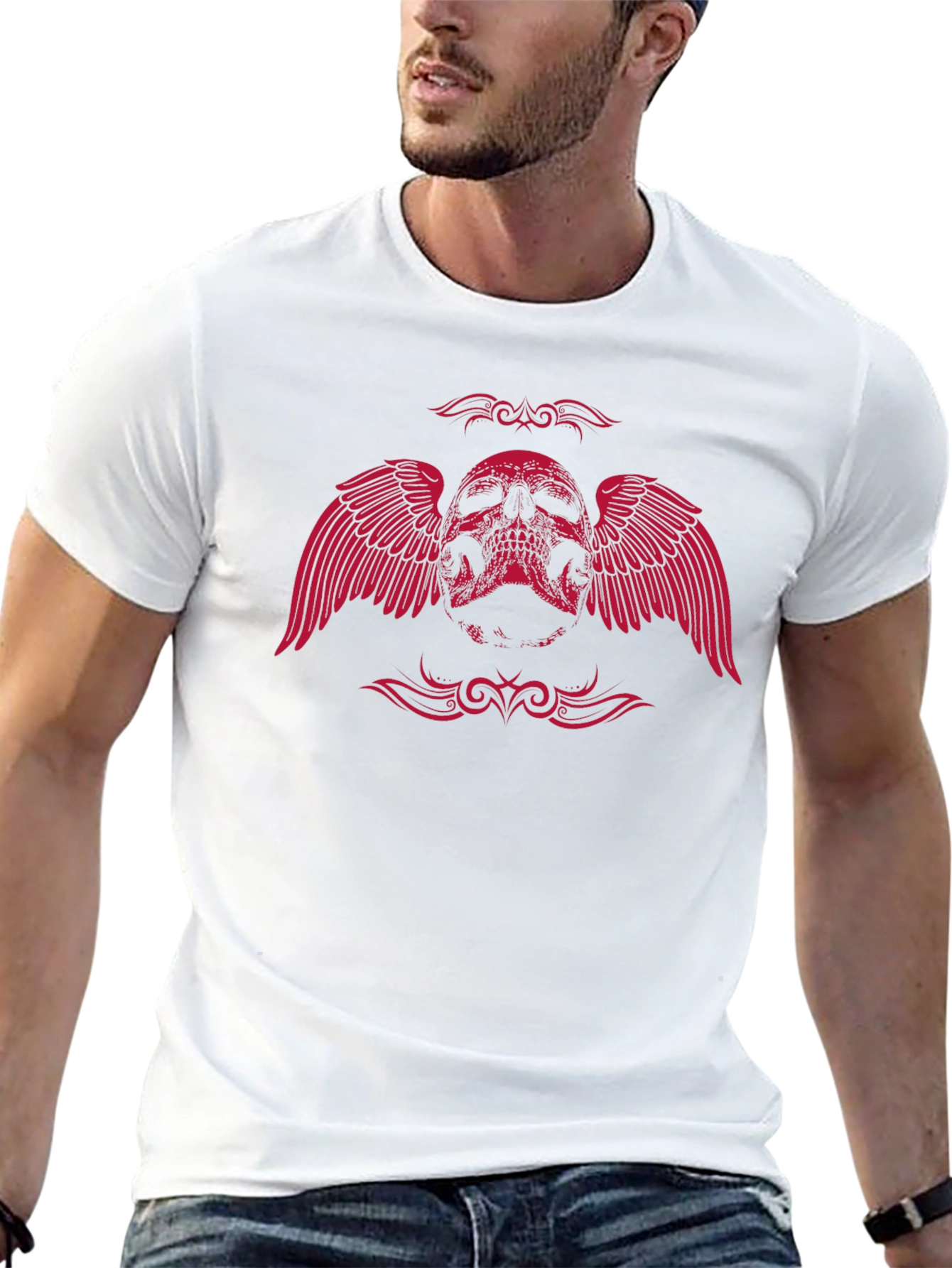 Winged Skull Graphic Tee - Black