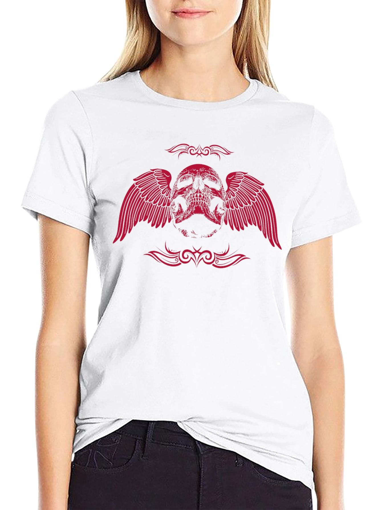 Winged Skull Graphic Tee - Black