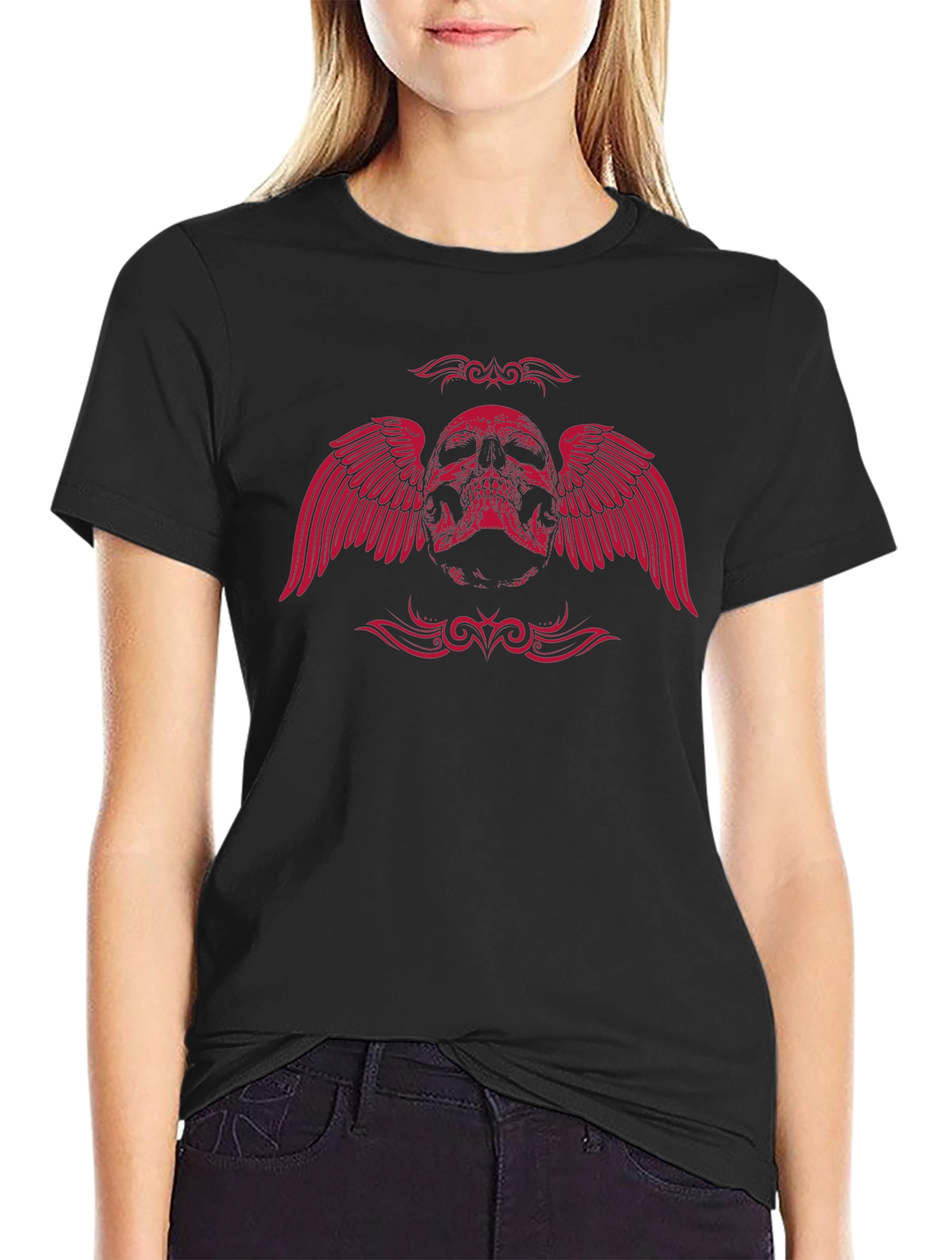 Winged Skull Graphic Tee - Black