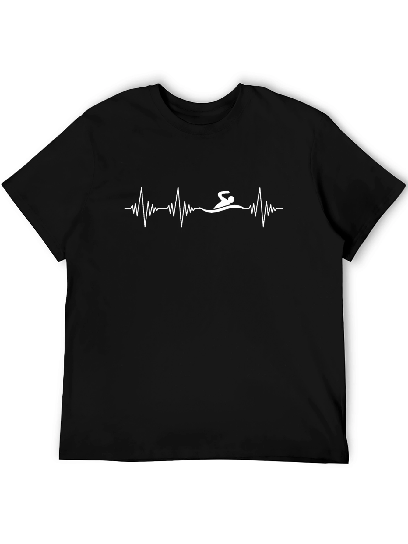 Swimmer Heartbeat T-Shirt - Black Graphic Tee