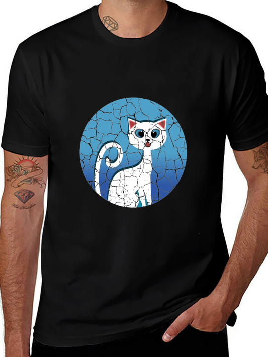 Cat Graphic Tee - Cracked Background