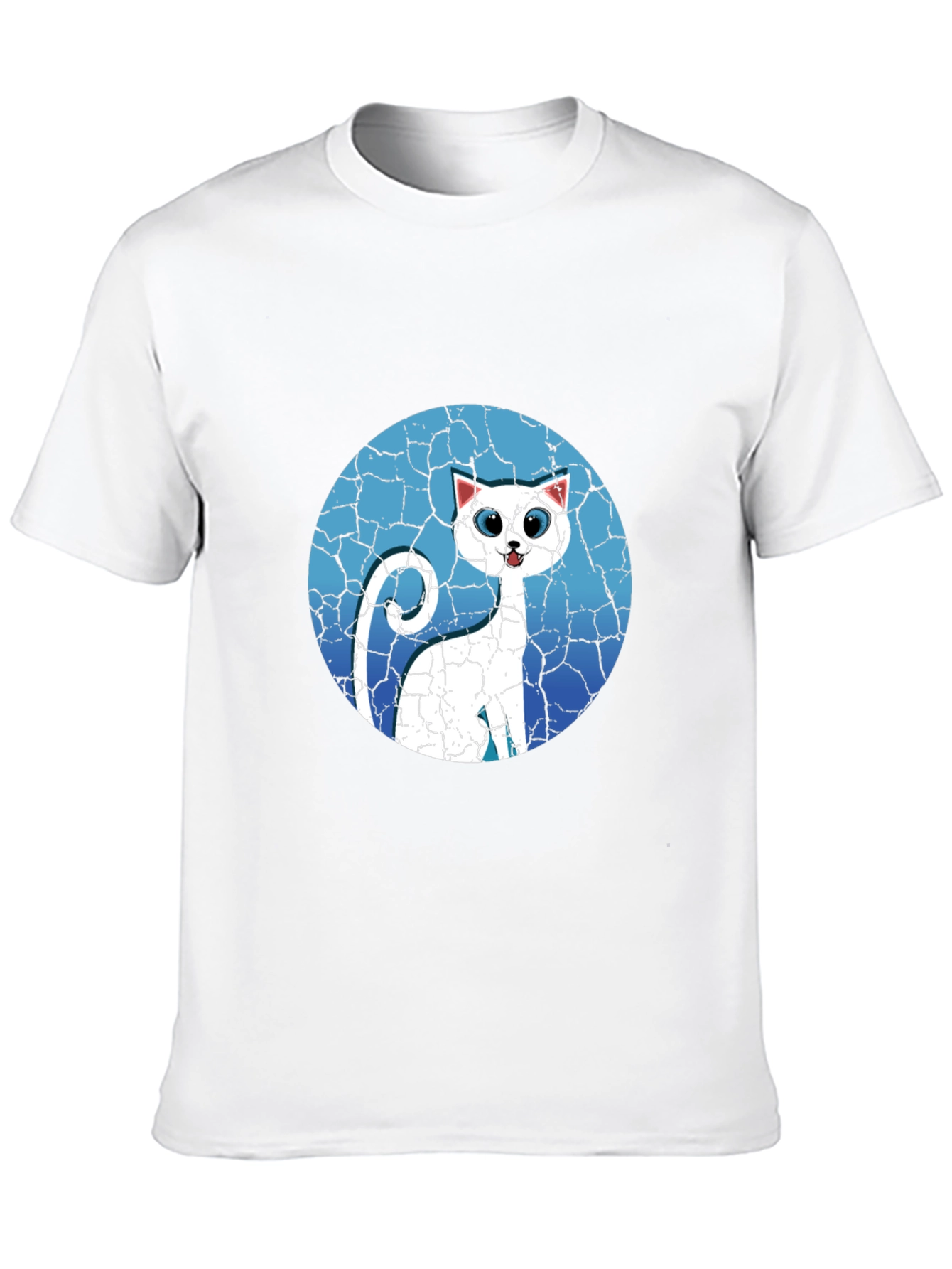 Cat Graphic Tee - Cracked Background