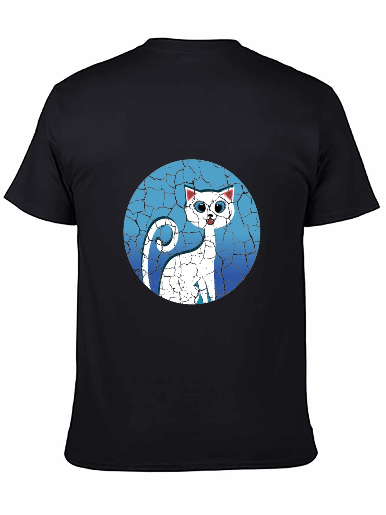 Cat Graphic Tee - Cracked Background