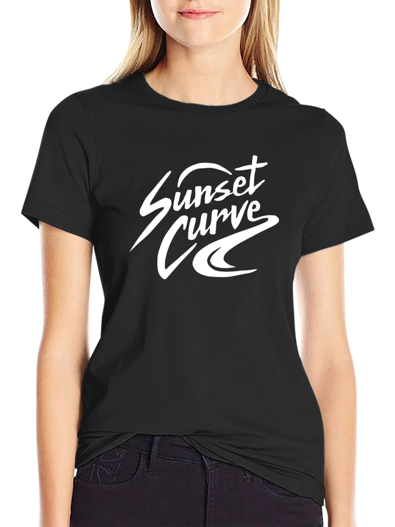 Sunset Curve Band Graphic Tee - Classic Black Cotton