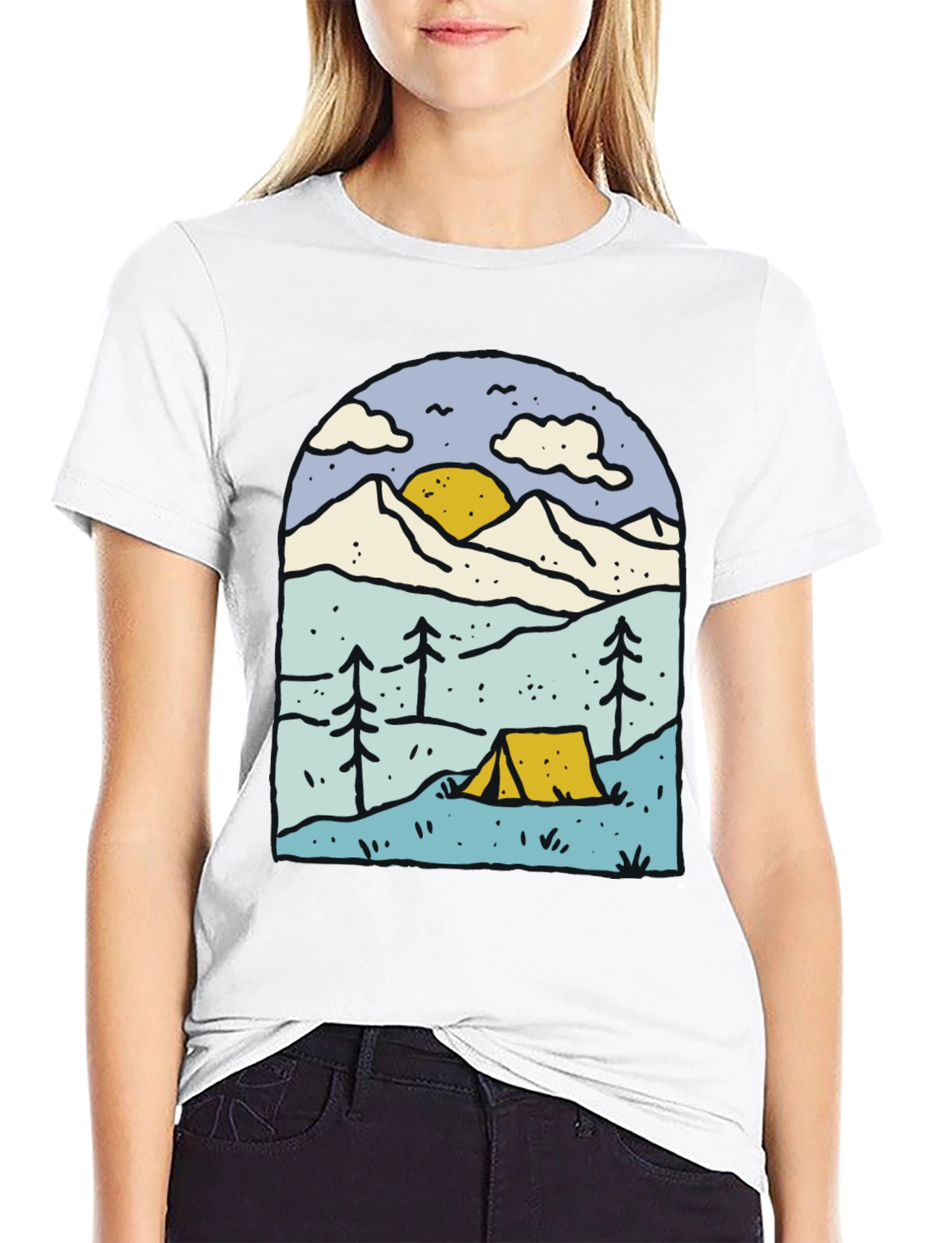 Camping Adventure Graphic Tee - Black