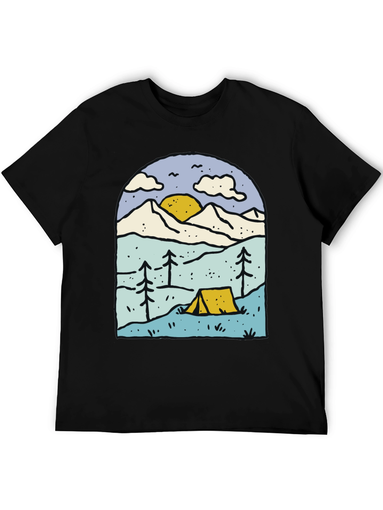 Camping Adventure Graphic Tee - Black