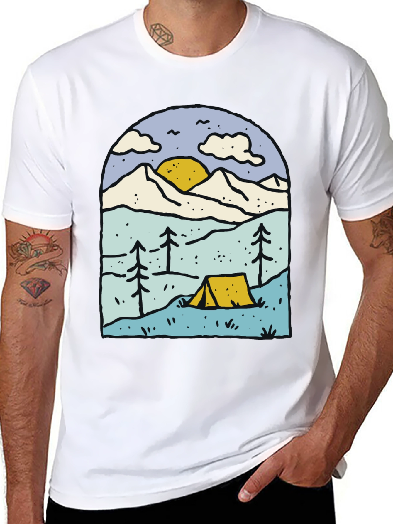 Camping Adventure Graphic Tee - Black