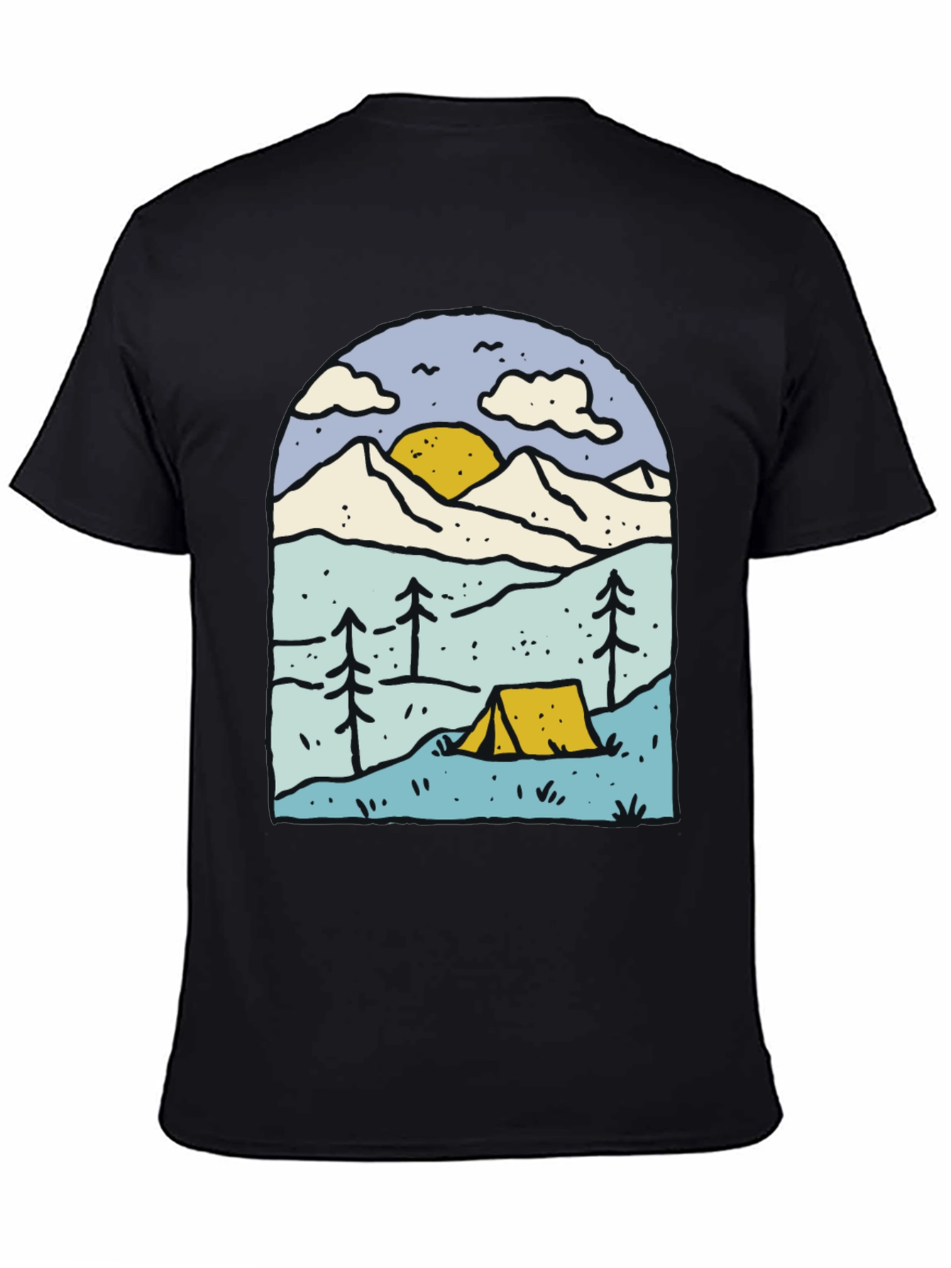 Camping Adventure Graphic Tee - Black