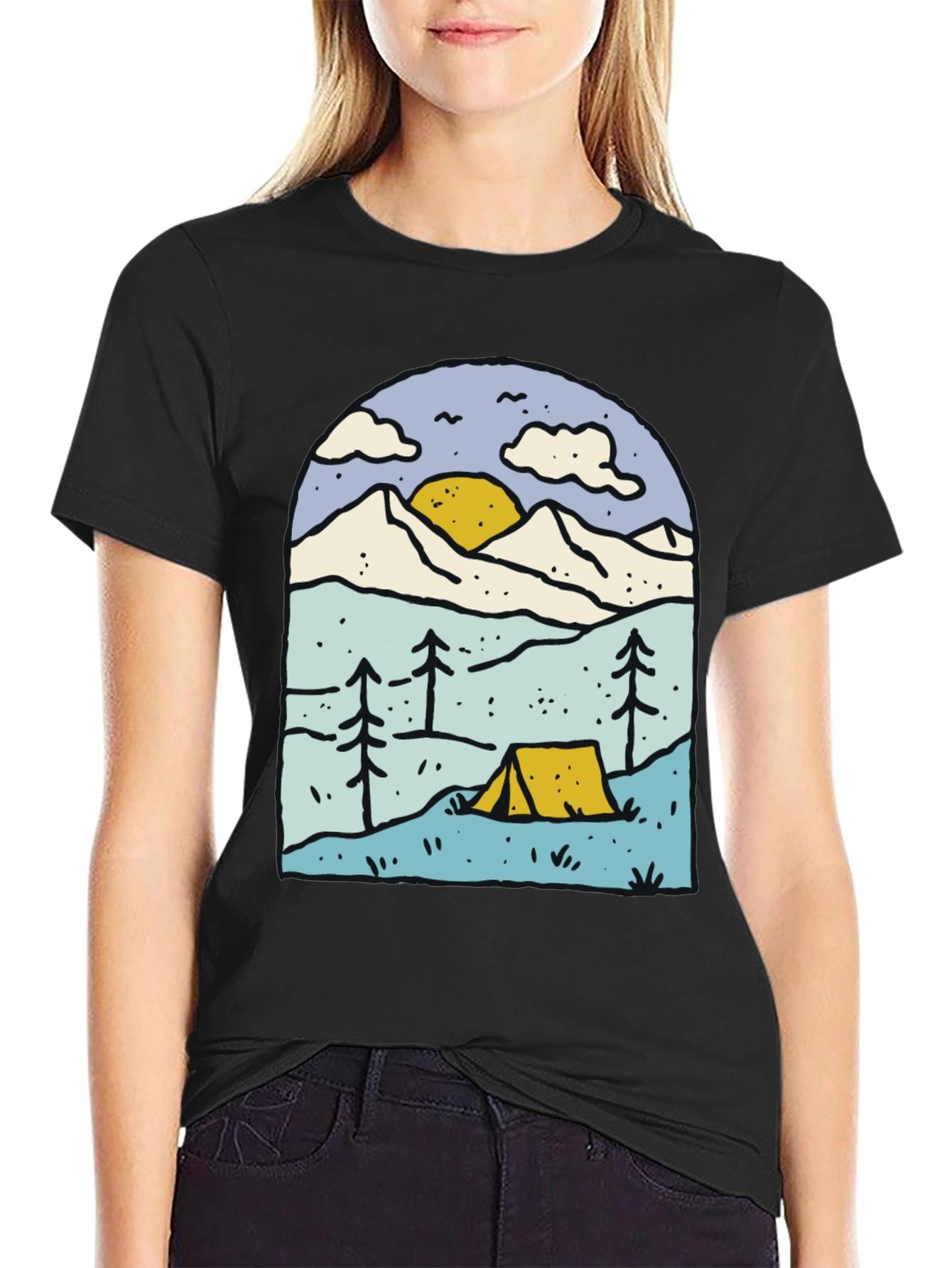 Camping Adventure Graphic Tee - Black