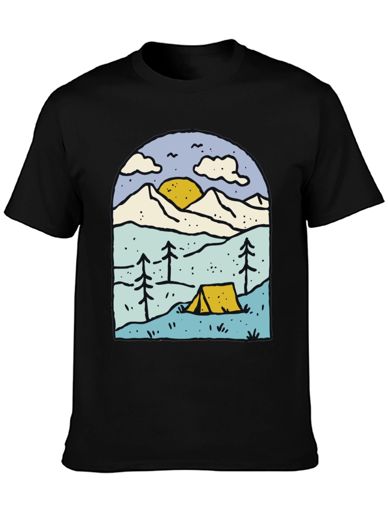 Camping Adventure Graphic Tee - Black
