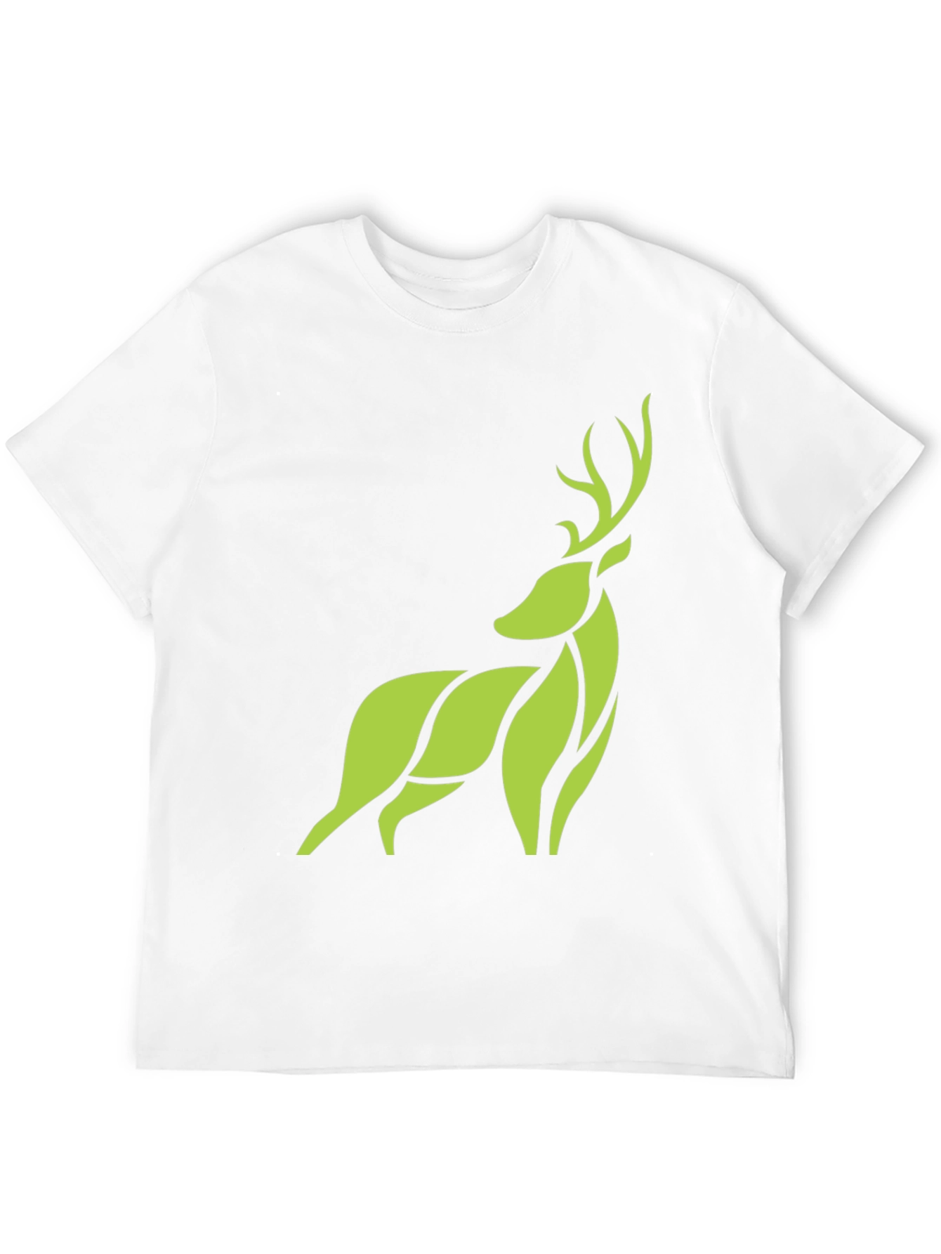 Modern Geometric Deer Graphic Tee - Black