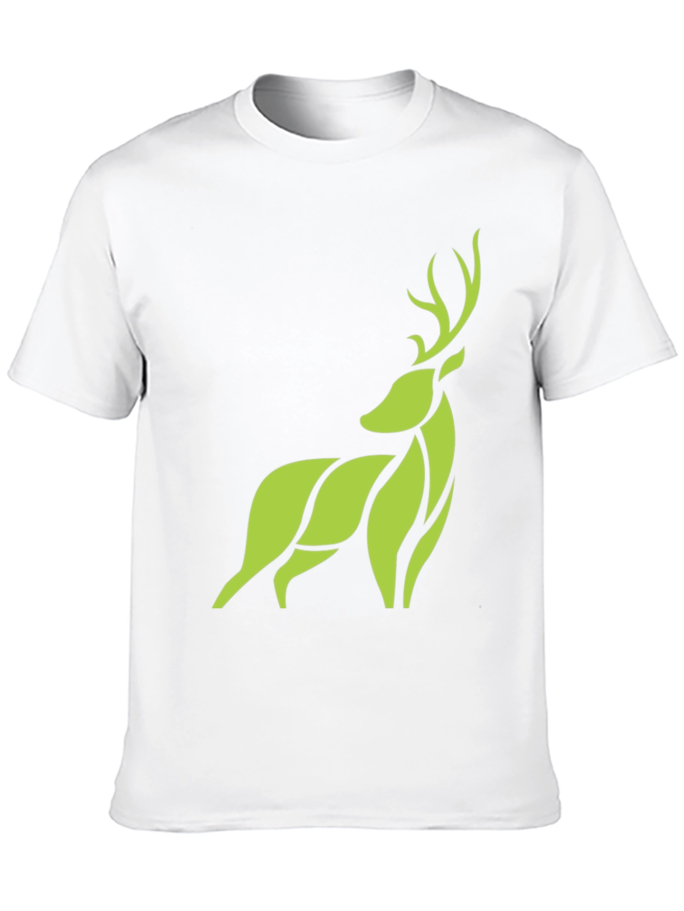 Modern Geometric Deer Graphic Tee - Black