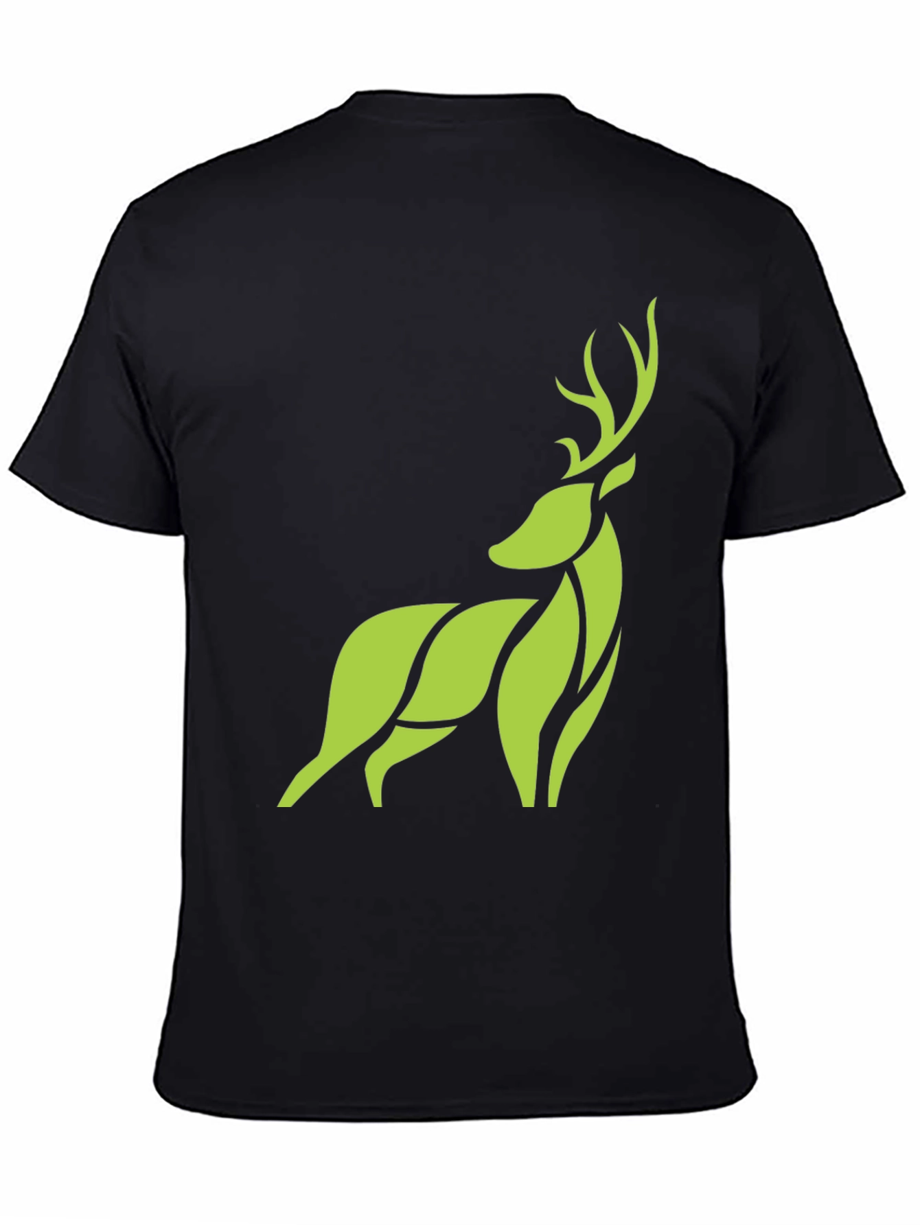 Modern Geometric Deer Graphic Tee - Black