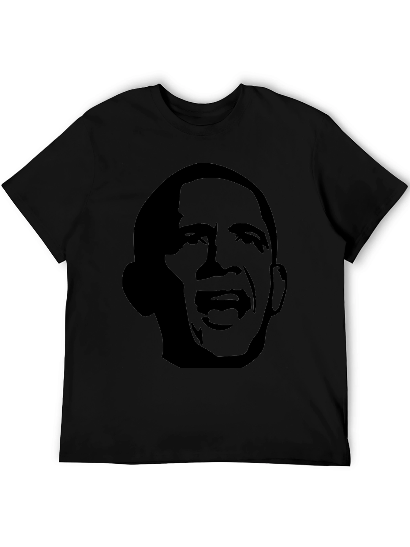 Obama Silhouette Graphic Tee - Black Cotton Casual T-Shirt