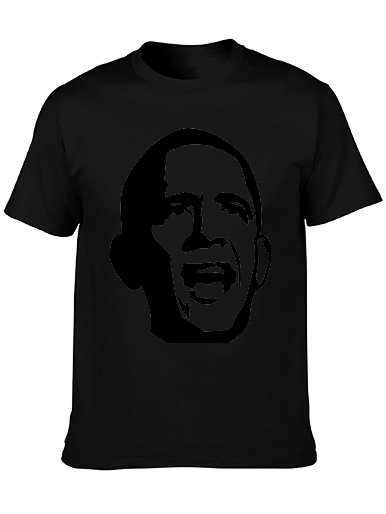 Obama Silhouette Graphic Tee - Black Cotton Casual T-Shirt