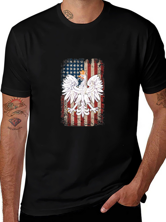 Polish Eagle USA Flag Mens T-Shirt