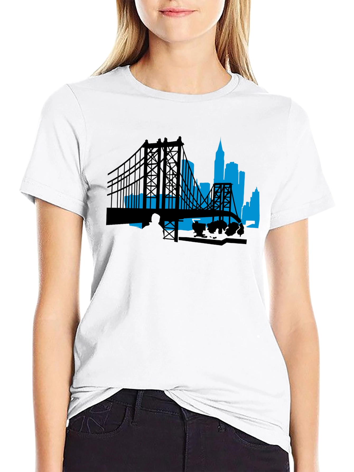 City Skyline Graphic Tee - Black Cotton T-Shirt