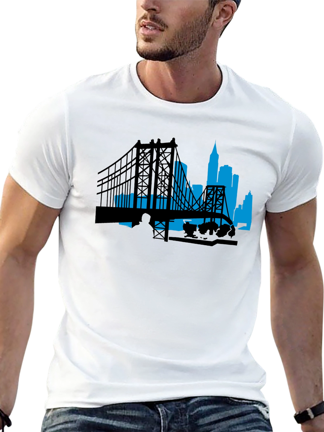 City Skyline Graphic Tee - Black Cotton T-Shirt