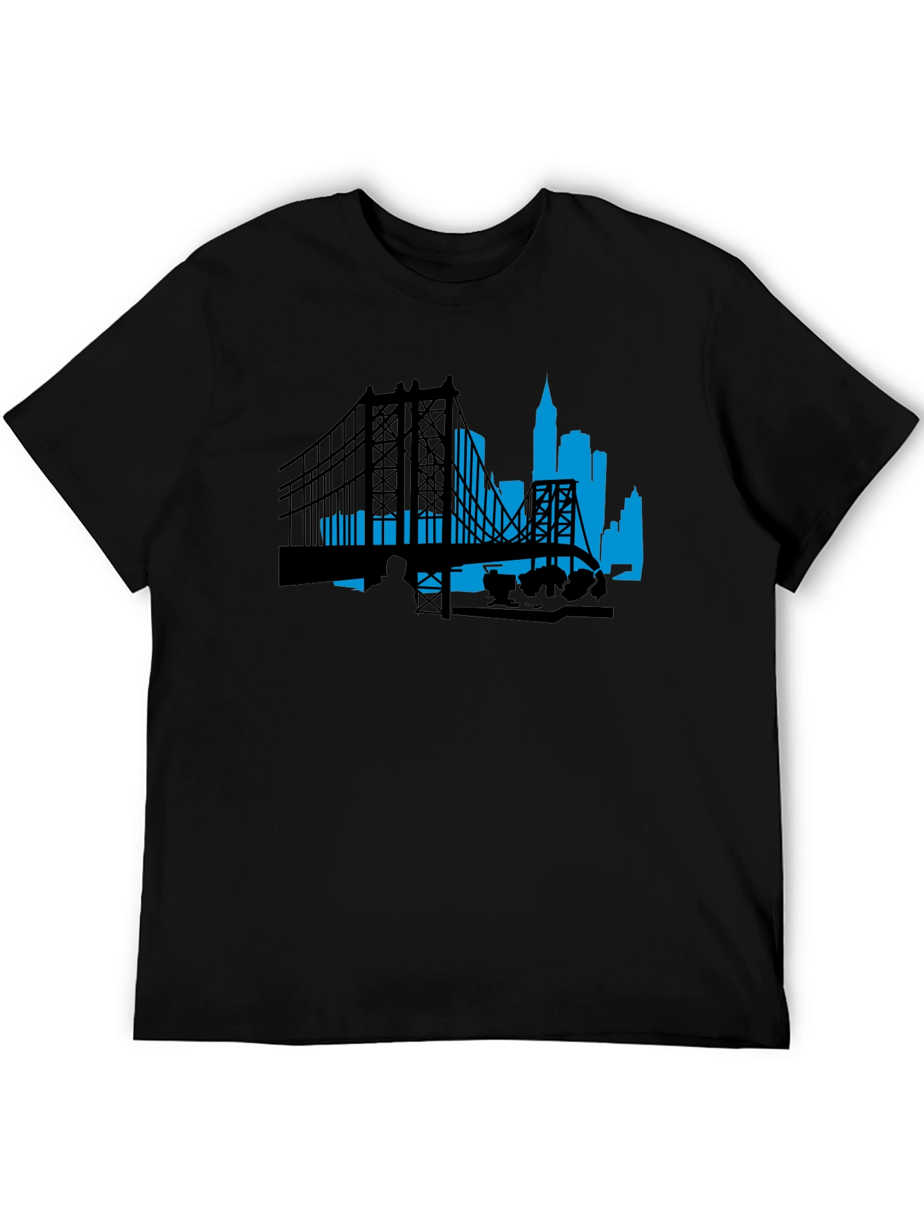 City Skyline Graphic Tee - Black Cotton T-Shirt