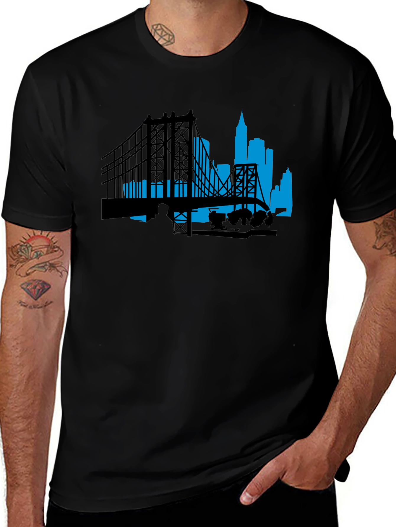City Skyline Graphic Tee - Black Cotton T-Shirt