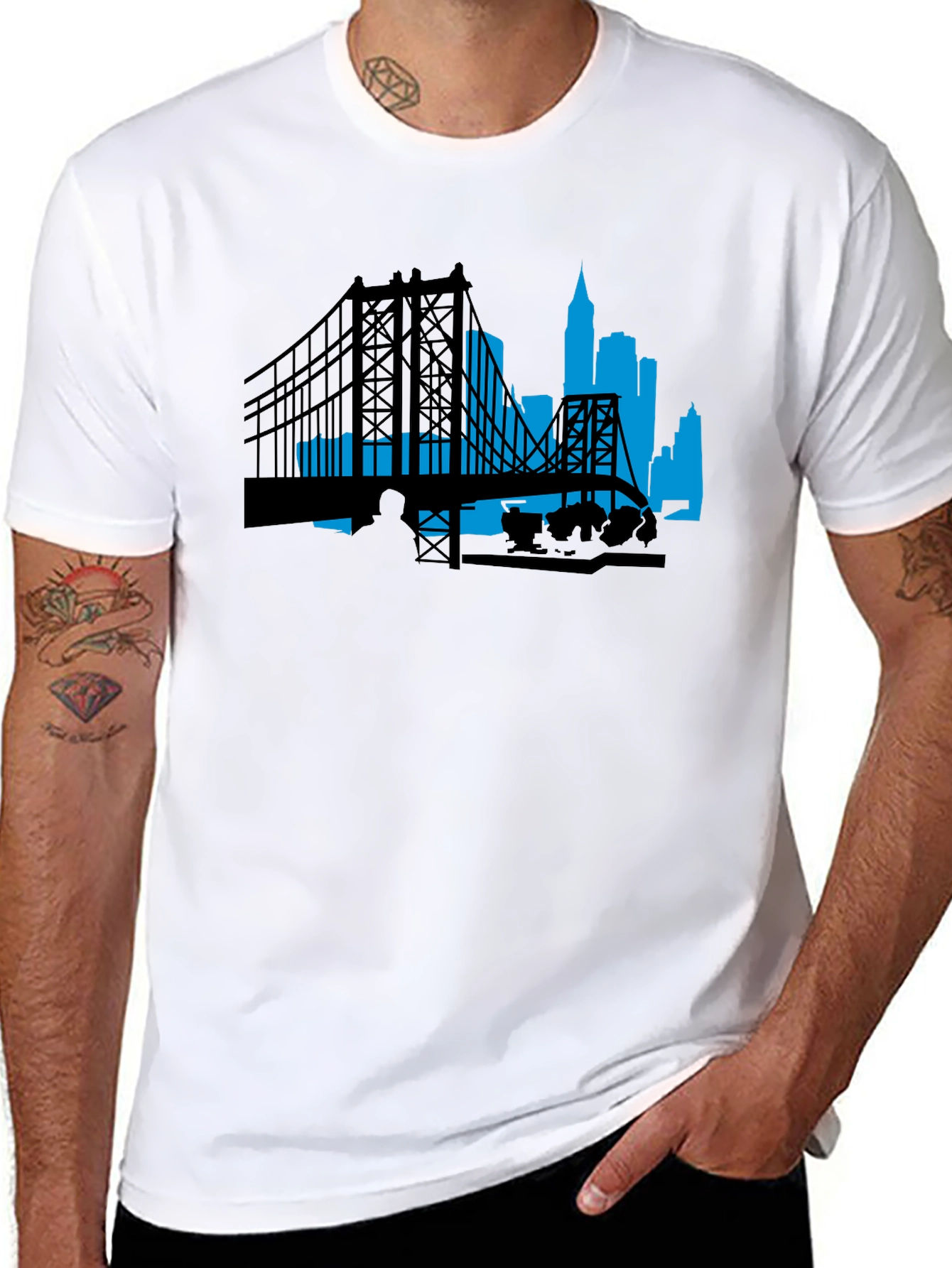 City Skyline Graphic Tee - Black Cotton T-Shirt