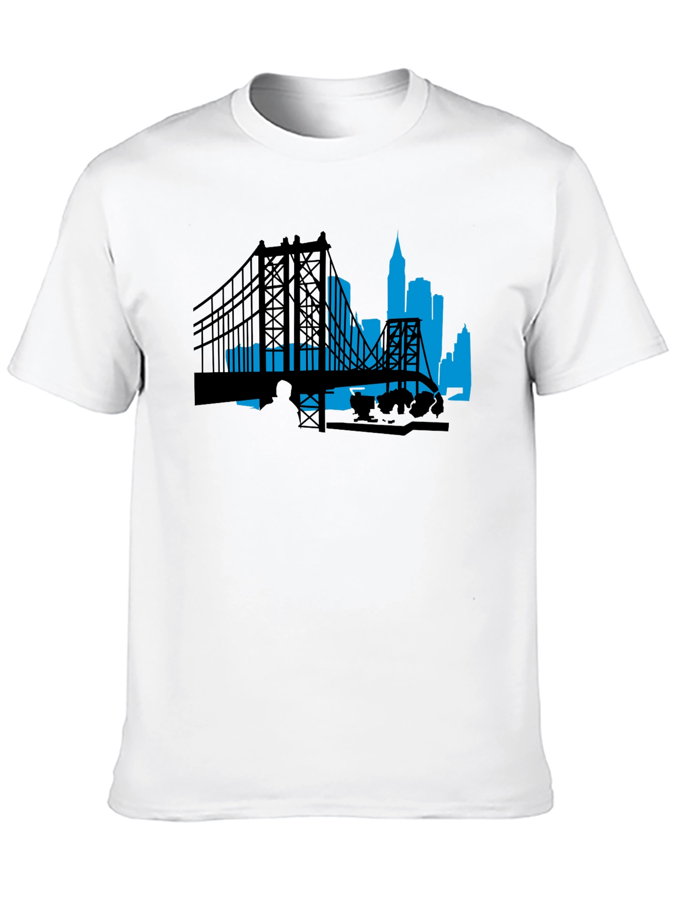 City Skyline Graphic Tee - Black Cotton T-Shirt