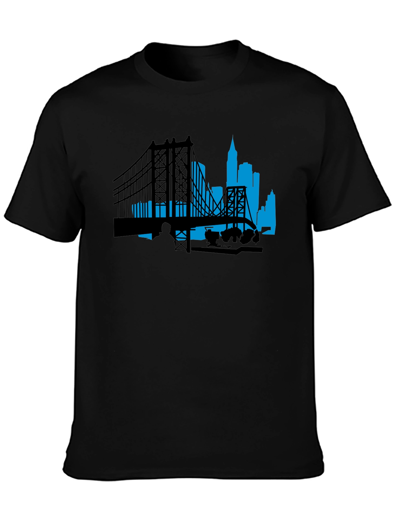 City Skyline Graphic Tee - Black Cotton T-Shirt