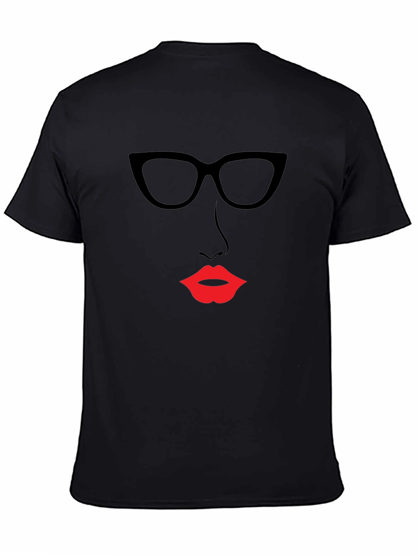 Chic Silhouette Tee - Bold Lip & Glasses