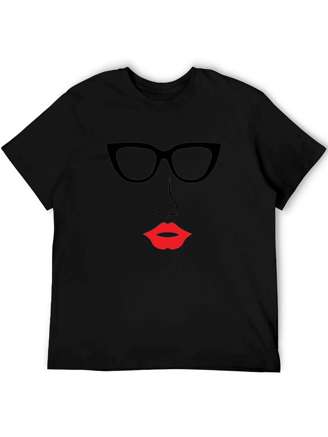 Chic Silhouette Tee - Bold Lip & Glasses