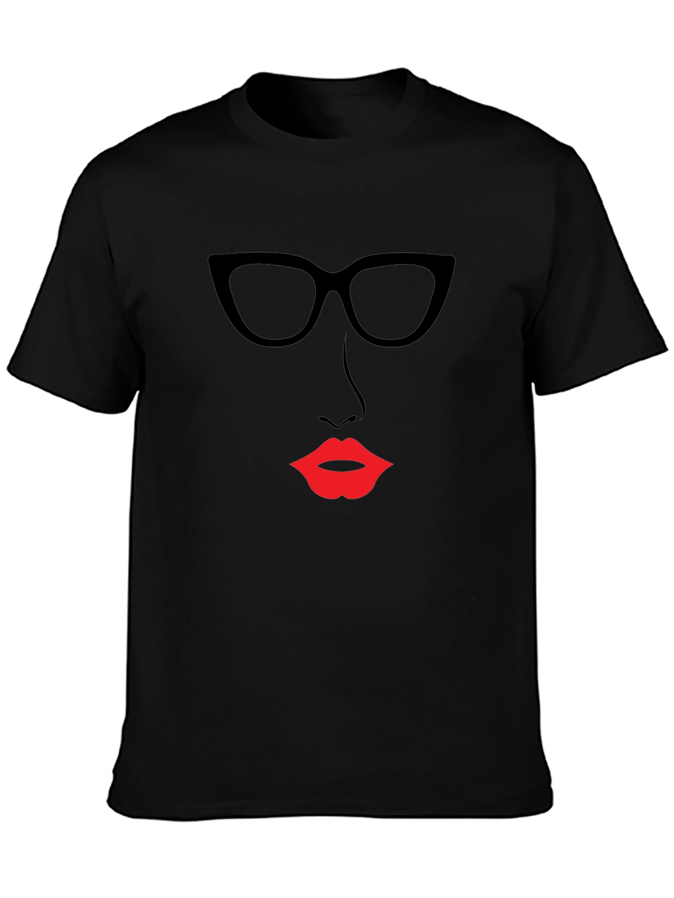 Chic Silhouette Tee - Bold Lip & Glasses