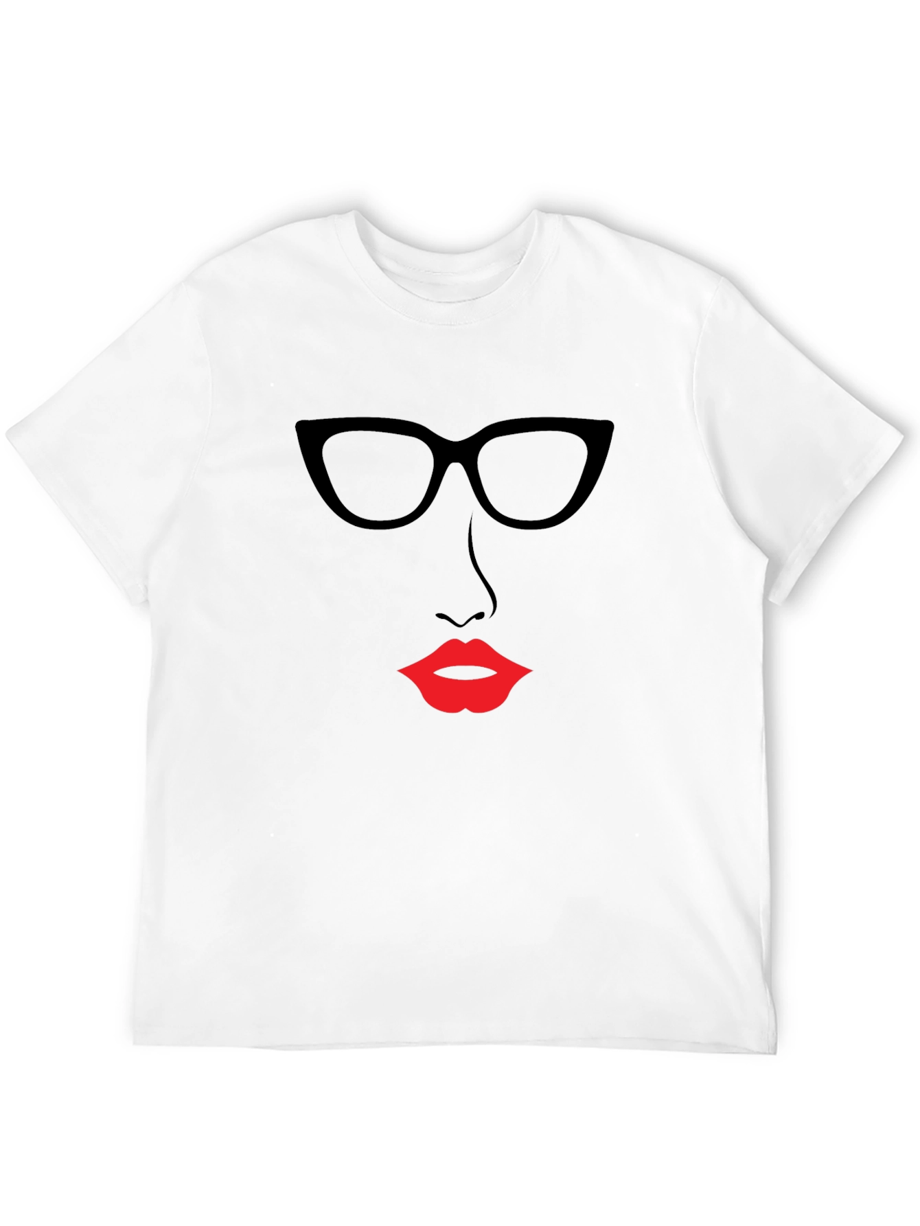 Chic Silhouette Tee - Bold Lip & Glasses