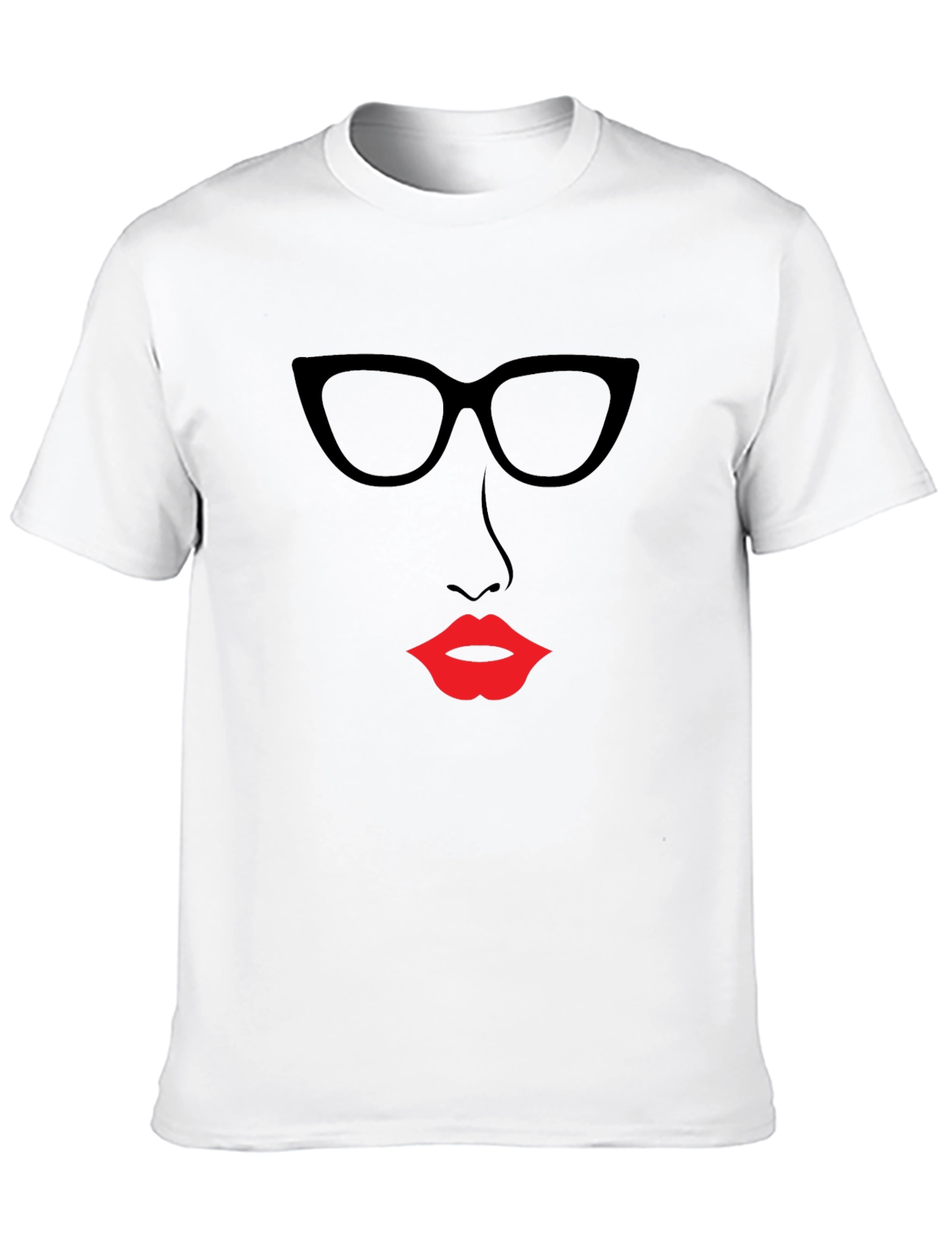 Chic Silhouette Tee - Bold Lip & Glasses