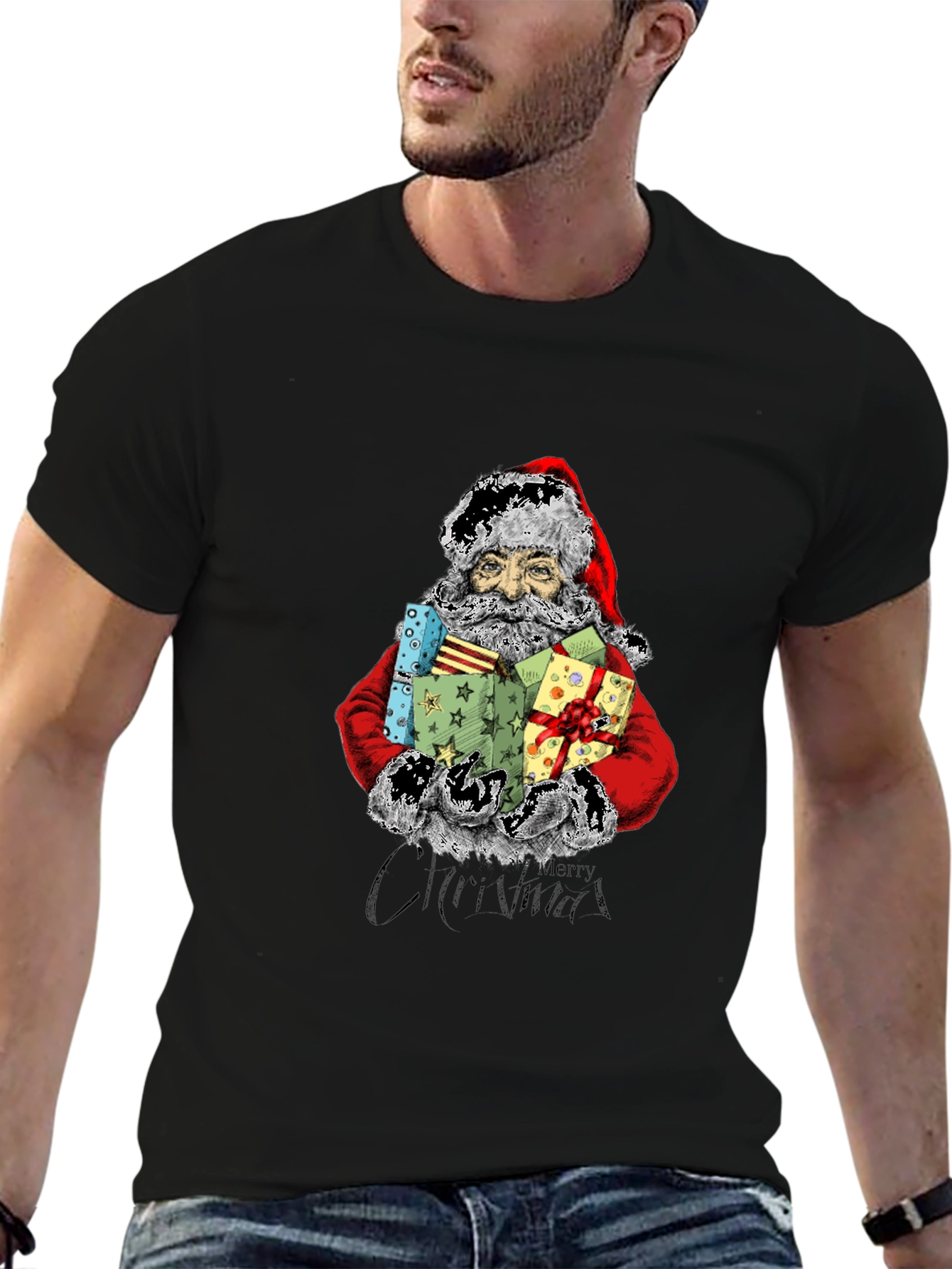 Festive Santa Claus T-Shirt - Holiday Cheer