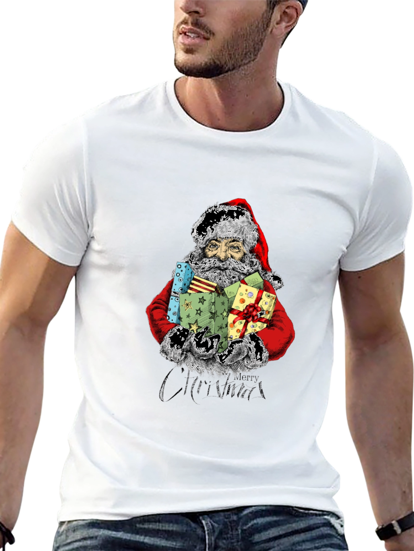 Festive Santa Claus T-Shirt - Holiday Cheer