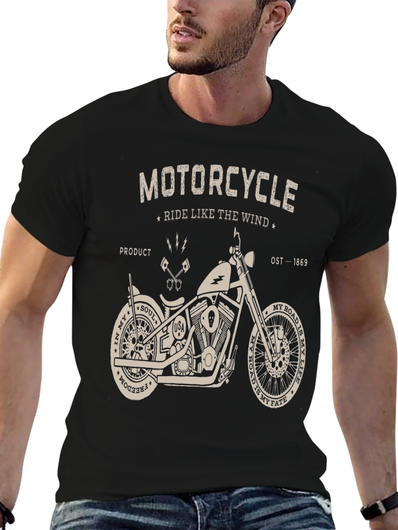 Motorcycle Ride Like The Wind Graphic T-Shirt